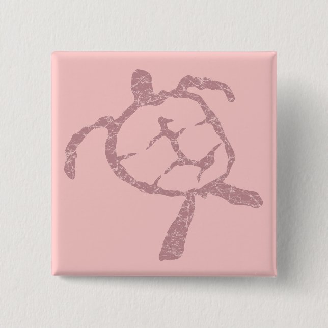 Badge Carré 5 Cm rose tortue (Devant)