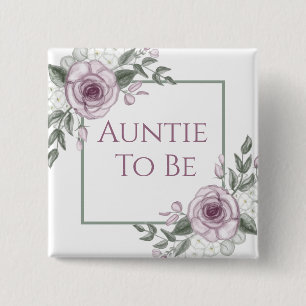 Badge Carré 5 Cm Roses mauves, Tante à être, Baby shower