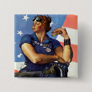Badge Carré 5 Cm Rosie la riveteuse