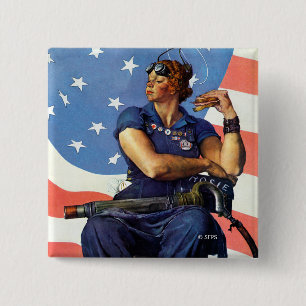 Badge Carré 5 Cm "Rosie le Riveter"