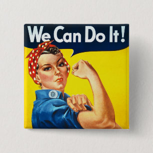 Badge Carré 5 Cm Rosie le Rivetter