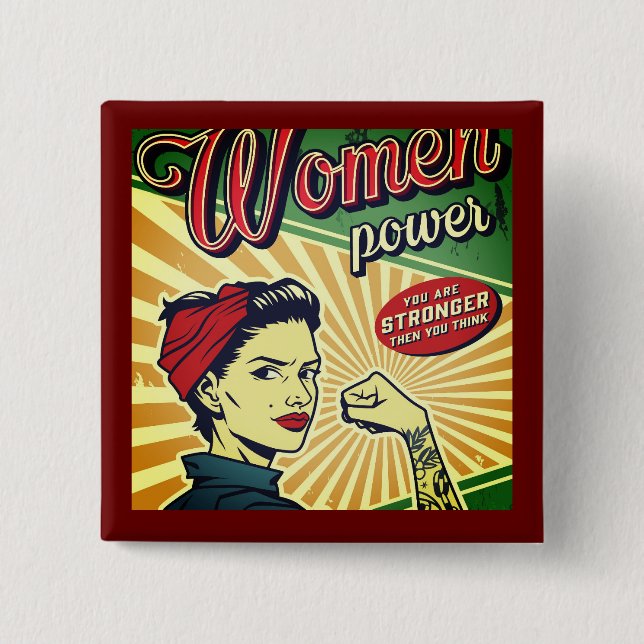 Badge Carré 5 Cm Rosie The Riveter We Can do it Button (Devant)