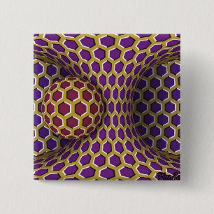 Badge Carré 5 Cm Rotation de rotation de dessin de tour d'illusion