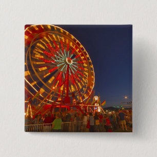Badge Carré 5 Cm Roue de Ferris au crépuscule dans le Montana du No