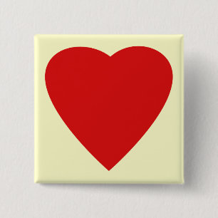 Badge Carré 5 Cm Rouge et Crème Love Coeur Design.