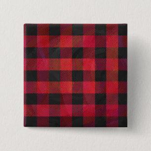 Badge Carré 5 Cm Rouge et noir À damiers plaid