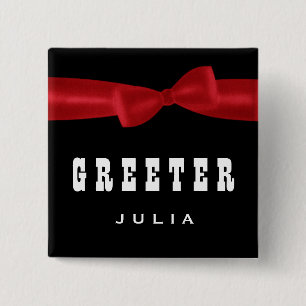 Badge Carré 5 Cm ROUGE fait sur commande du nom V02S de mariage de