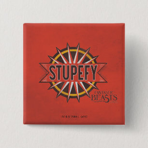 Badge Carré 5 Cm Rouge & Or Stupefy Spell Graphic