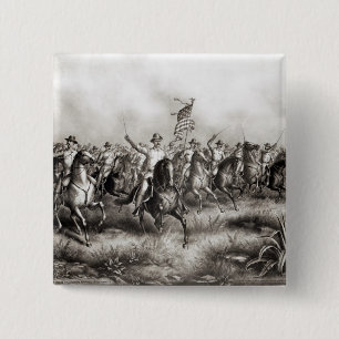 Badge Carré 5 Cm Rough Riders : Colonel Theodore Roosevelt