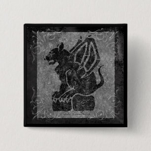 Badge Carré 5 Cm Rouleaux en pierre gris de gargouille