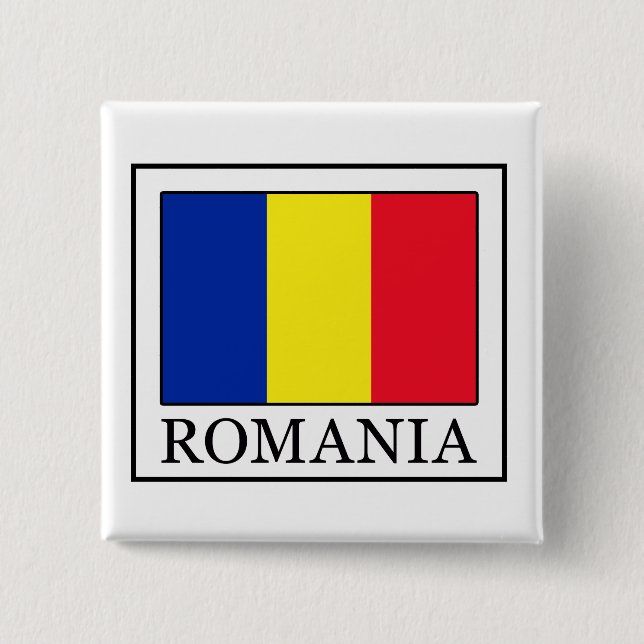 Badge Carré 5 Cm Roumanie (Devant)