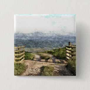 BADGE CARRÉ 5 CM ROUTE DE MONTAGNE