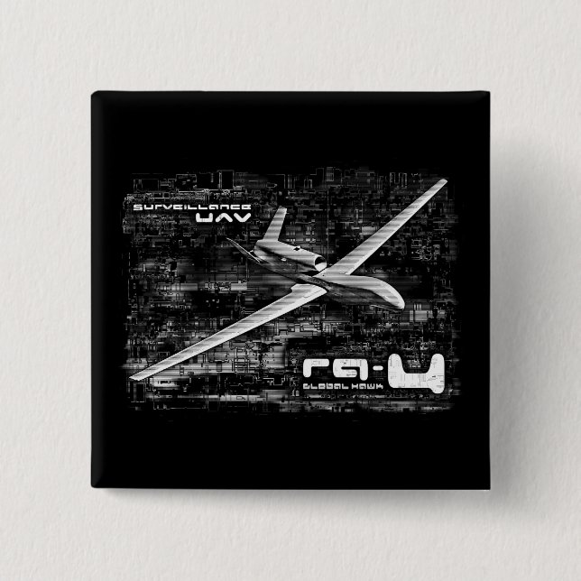 Badge Carré 5 Cm RQ-4 Global Hawk (Devant)