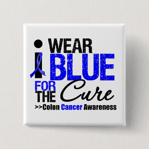 Badge Carré 5 Cm Ruban bleu d'usage du cancer du colon I pour le