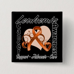 Badge Carré 5 Cm Ruban cardiaque - Sensibilisation à la leucémie