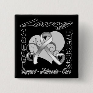 Badge Carré 5 Cm Ruban cardiaque - Sensibilisation au cancer du pou