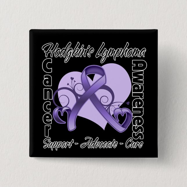 Badge Carré 5 Cm Ruban cardiaque - Sensibilisation aux lymphomes de (Devant)
