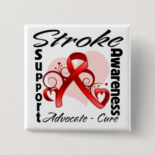 Badge Carré 5 Cm Ruban de coeur - conscience de course