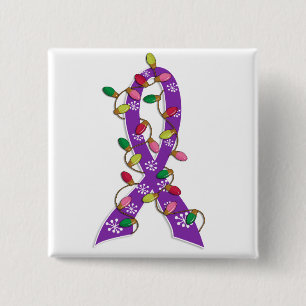 Badge Carré 5 Cm Ruban de lumières de Noël de Cancer pancréatiqu