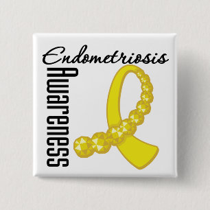 Badge Carré 5 Cm Ruban de pierre gemme de conscience d'endométrios