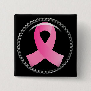 Badge Carré 5 Cm Ruban de rose de cancer du sein de talent