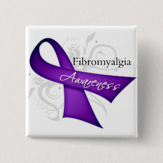 Badge Carré 5 Cm Ruban de sensibilisation à la fibromyalgie