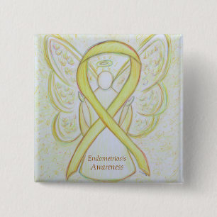 Badge Carré 5 Cm Ruban de sensibilisation à l'endométriose Épingle 