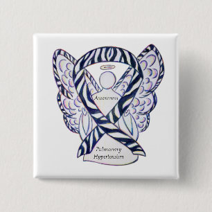 Badge Carré 5 Cm Ruban de sensibilisation à l'hypertension pulmonai