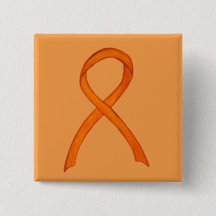 Badge Carré 5 Cm Ruban de sensibilisation à l'orange Pins d'art per