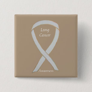 Badge Carré 5 Cm Ruban de sensibilisation au cancer du poumon Éping