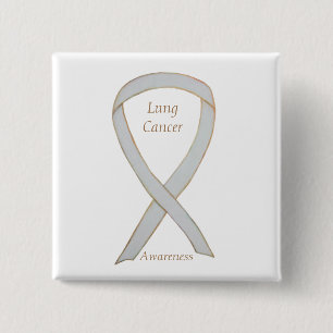 Badge Carré 5 Cm Ruban de sensibilisation au cancer du poumon Éping