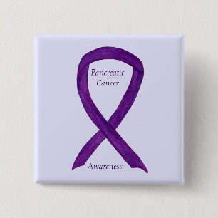 Badge Carré 5 Cm Ruban de sensibilisation au cancer Pancréatique Pe