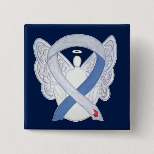 Badge Carré 5 Cm Ruban de sensibilisation au diabète Angle personna
