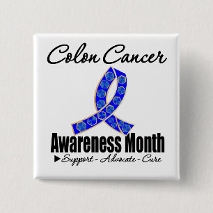 Badge Carré 5 Cm Ruban de voyage - mois de conscience de cancer du