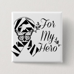 Badge Carré 5 Cm Ruban de zèbre pour mon héros