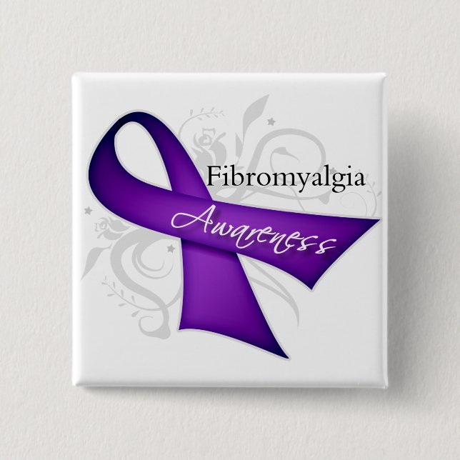Badge Carré 5 Cm Ruban déroulant - Sensibilisation à la fibromyalgi (Devant)