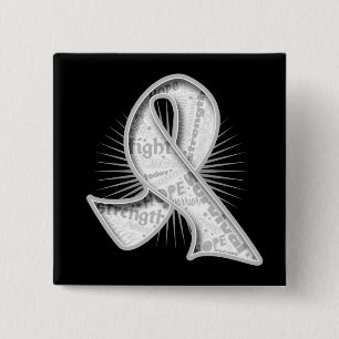 Badge Carré 5 Cm Ruban filigrane avec slogan sur le cancer du poumo