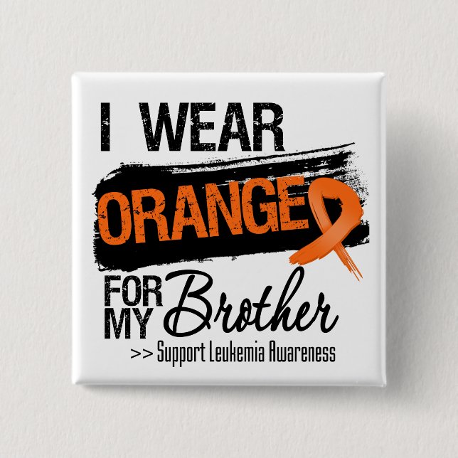 Badge Carré 5 Cm Ruban Leucémie Pour Mon Frère (Devant)