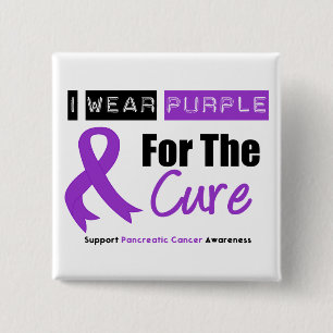 Badge Carré 5 Cm Ruban pourpre de Cancer pancréatique pour le