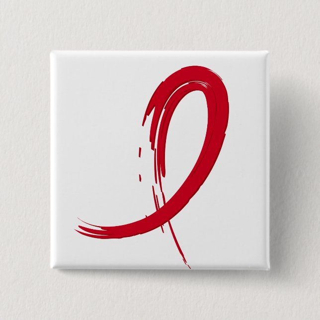 Badge Carré 5 Cm Ruban rouge A4 de SIDA (Devant)