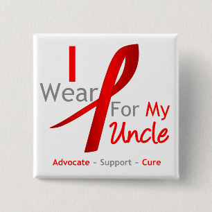 Badge Carré 5 Cm Ruban Rouge Je Porte Rouge À Mon Oncle