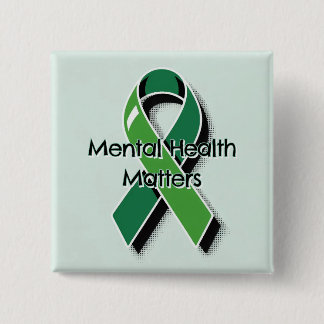 Badge Carré 5 Cm Ruban Vert Pop Art Pour la Santé Mentale