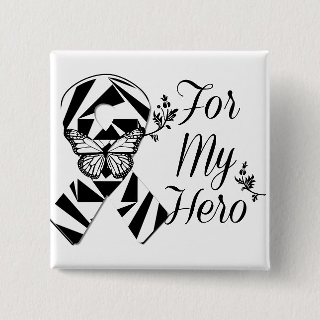 Badge Carré 5 Cm Ruban Zebra pour mon héros (Devant)