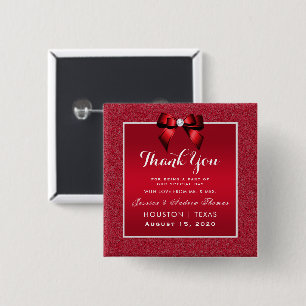 Badge Carré 5 Cm Ruby Red & Mariage élégant Gem