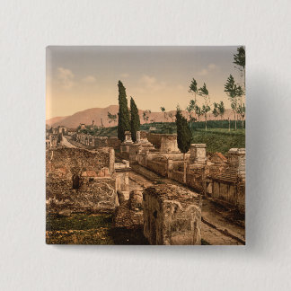 Badge Carré 5 Cm Rue des tombes, Pompeii, Campanie, Italie
