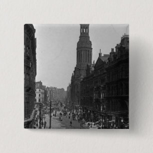 Badge Carré 5 Cm Rue du marché, Manchester, c.1910