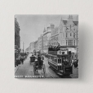 Badge Carré 5 Cm Rue du marché, Manchester, c.1910