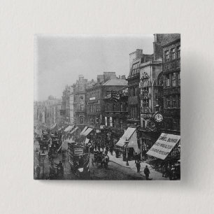Badge Carré 5 Cm Rue du marché, Manchester, c.1910