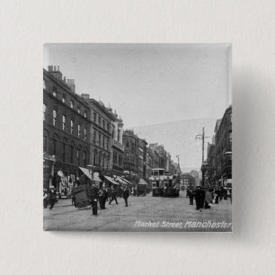 Badge Carré 5 Cm Rue du marché, Manchester, c.1910 2