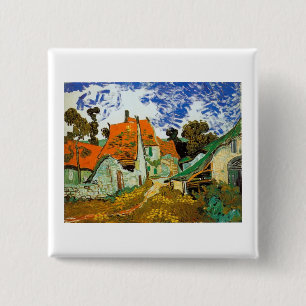 Badge Carré 5 Cm Rue du village à Auvers, Vincent van Gogh